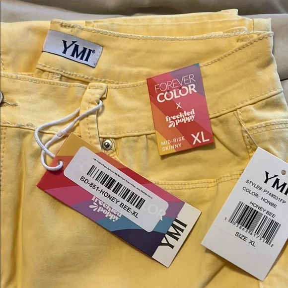 YMI Bright Yellow SUPER STRETCH Skinny Jeans XL - Picture 6 of 11